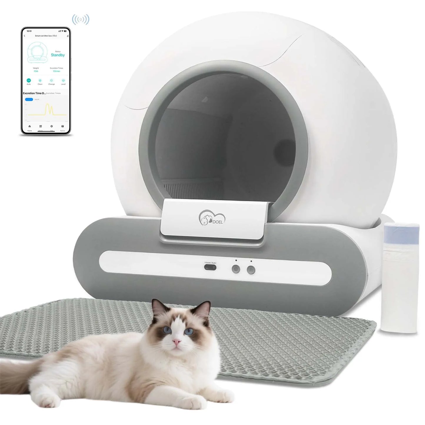 DOEL Self-Cleaning Cat Litter Box With App Control And WiFi
