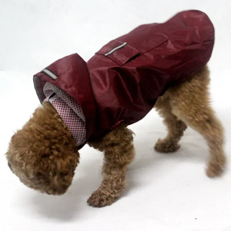 Dog Raincoat Waterproof Polyester Reflective Stripe Jacket