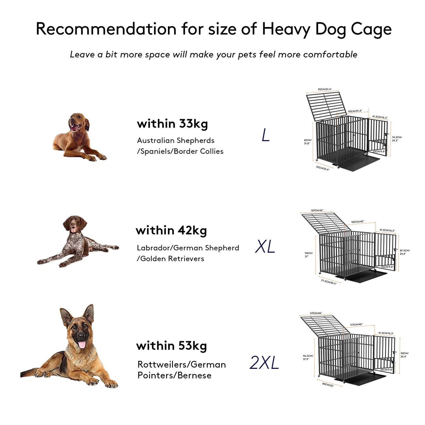 BINGOPAW Heavy Duty Dog Crate With 4 Lockable Wheels