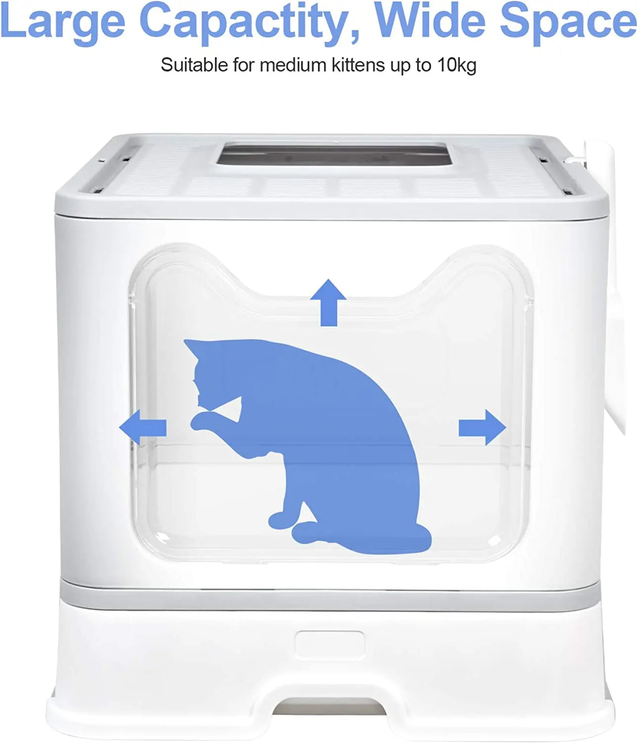 Foldable Hooded Cat Litter Box With Front Entry Scoop Drawer