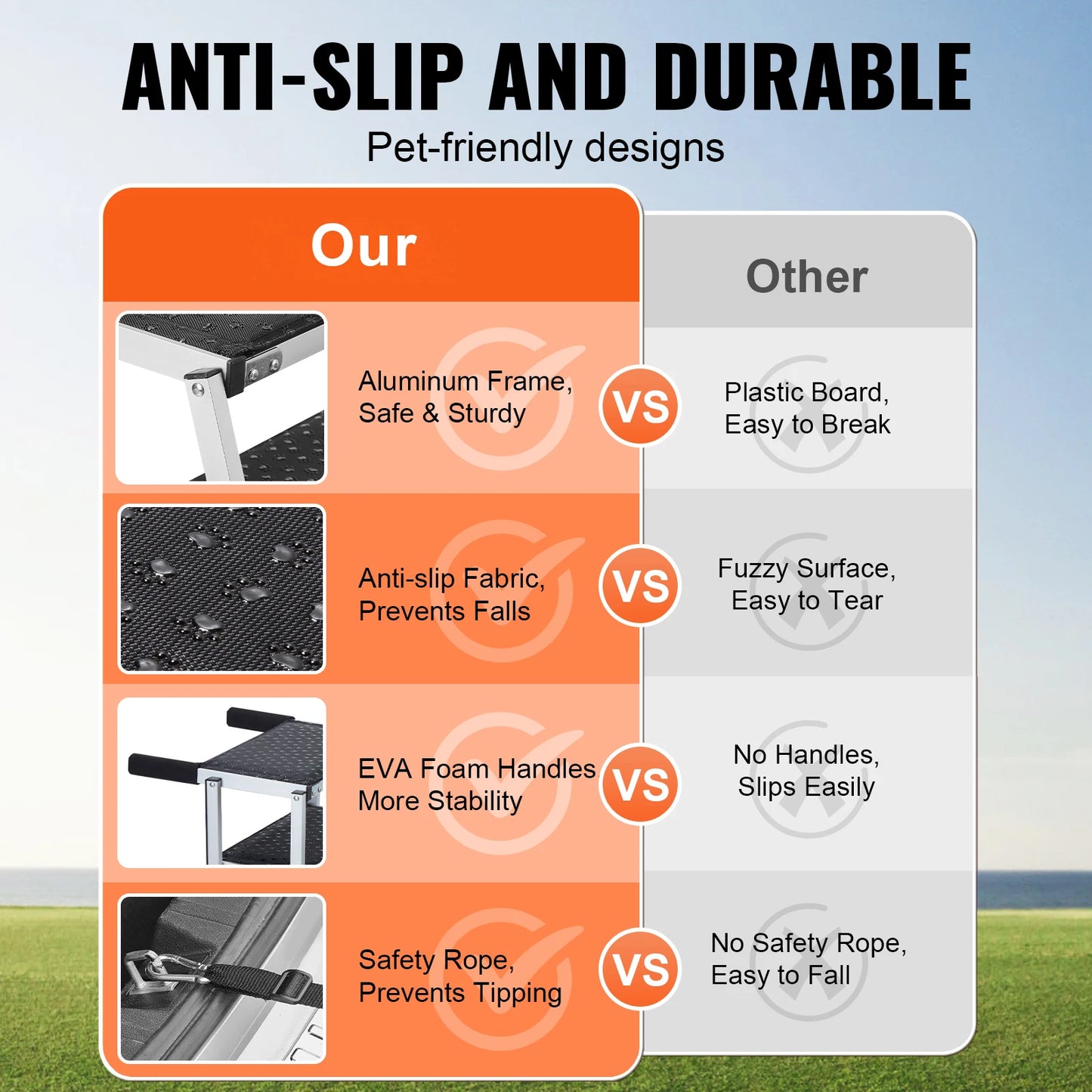 SucceBuy Dog Car Stair Folding Portable Pet Steps Aluminum For Car SUV And Truck