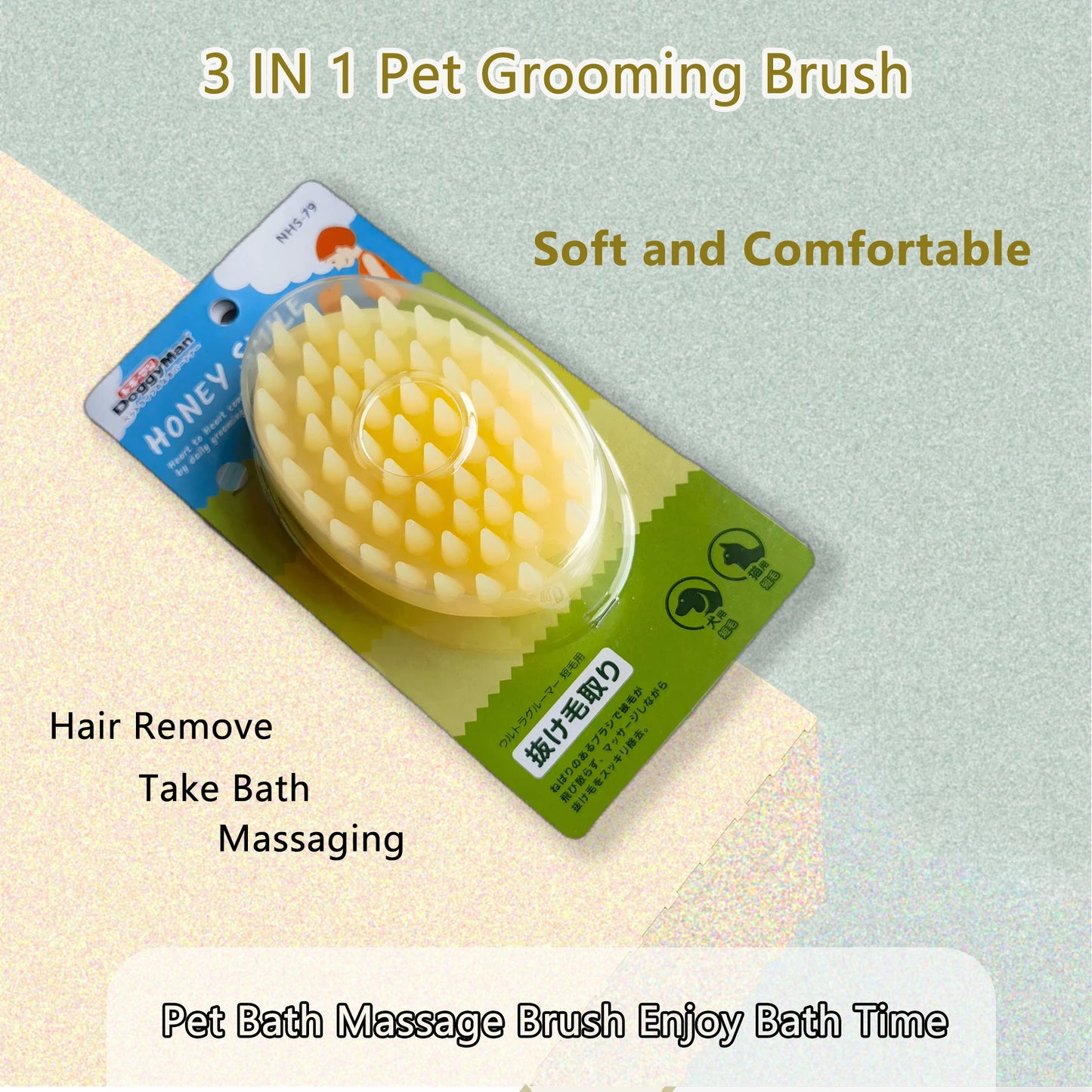 YTYIN Dog Cat Massage Brush With Silicone Bristles For Pets