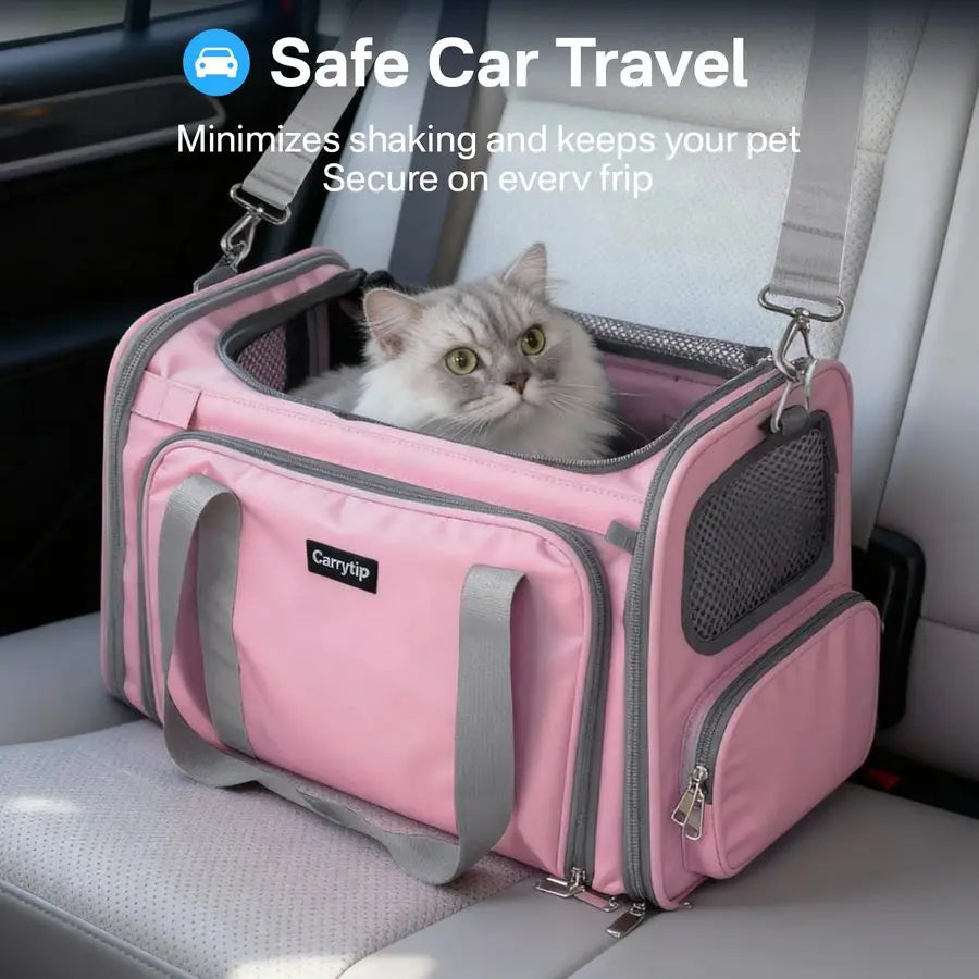 Airline Approved Soft Sided Cat Carrier For Cats And Small Dogs Up To 15 Lbs