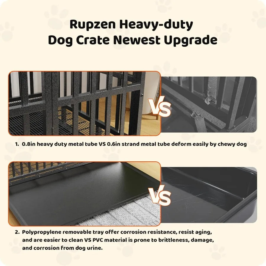 High-Concerned Indestructible Dog Crate With Removable Trays