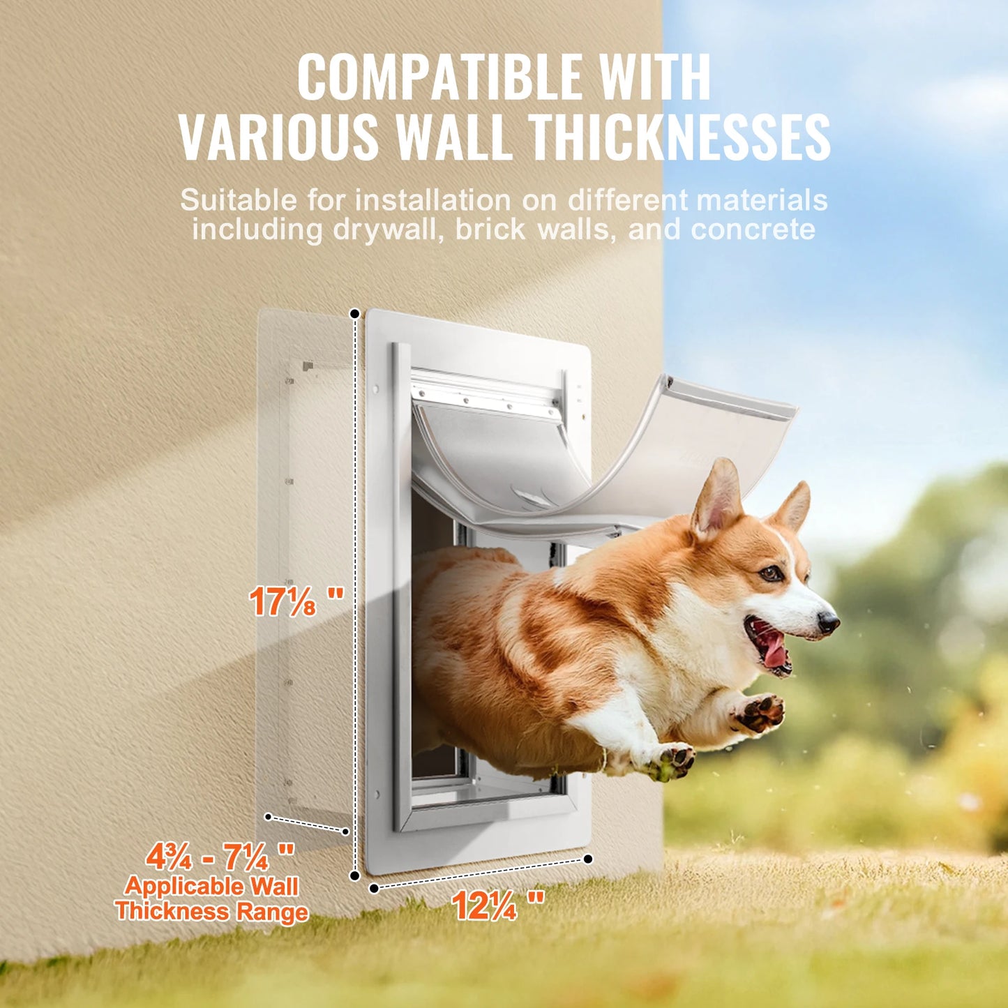 SucceBuy Pet Door With Metal Frame Lock 3 Flap System Weatherproof