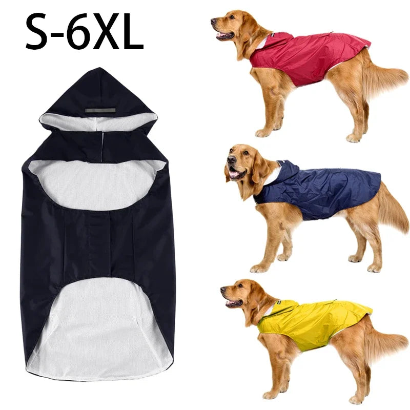 Dog Raincoat Waterproof Polyester Reflective Stripe Jacket