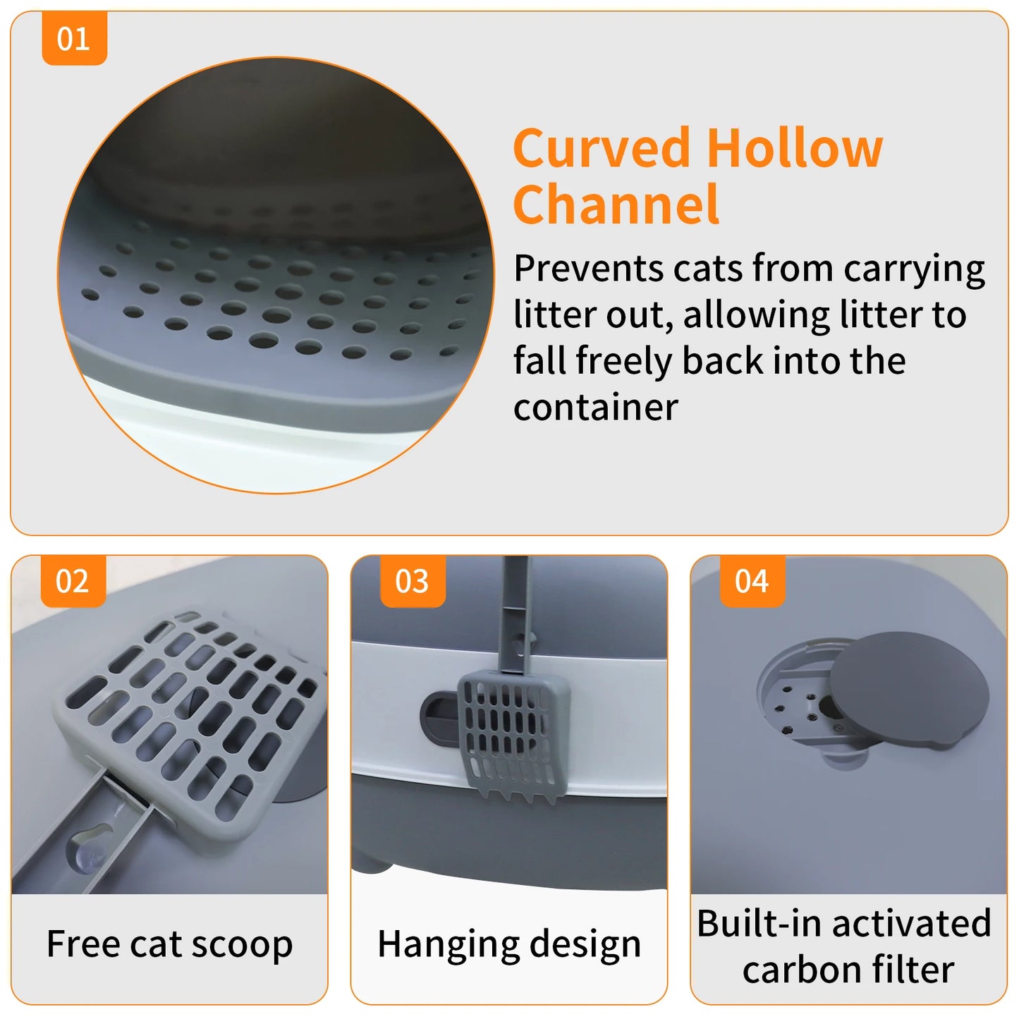 Feature Hooded Cat Litter Box With Front Entry and Scoop