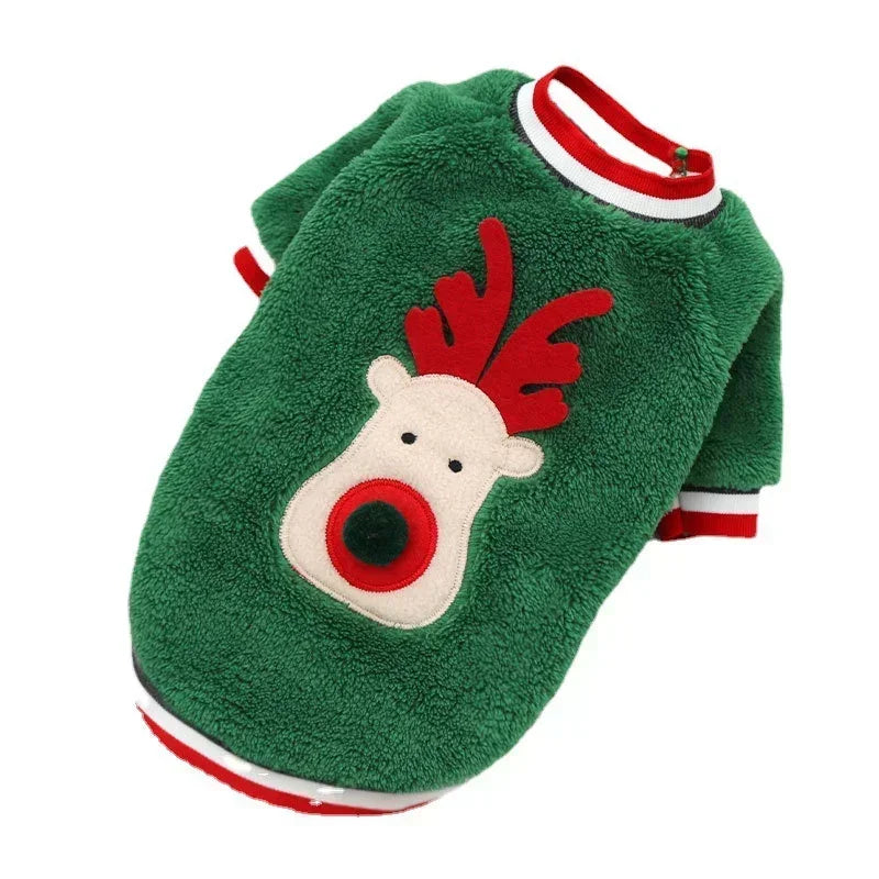 Winter Santa Dog Coat Hoodies Elk Print For Small Dogs