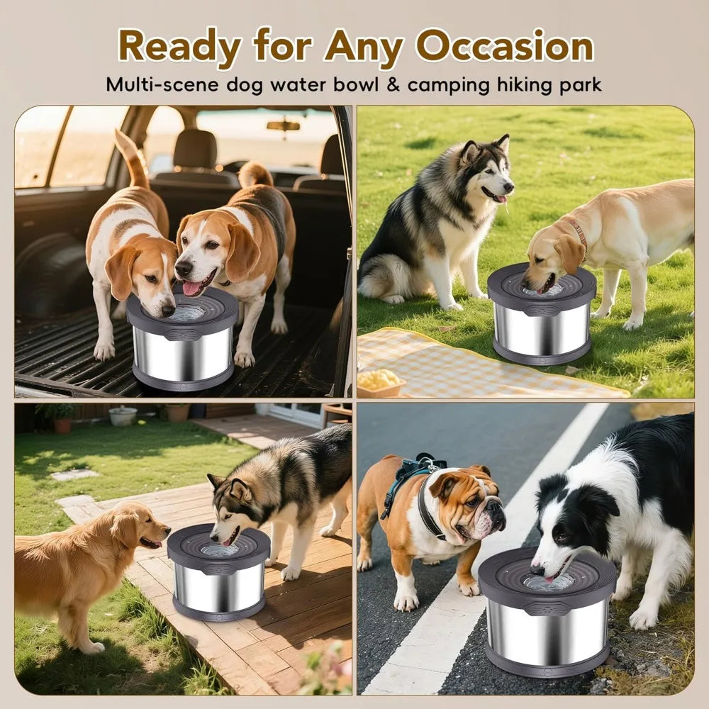 Stainless Steel No-Spill Dog Water Bowl Anti-Splash Slow Drinking Bowl