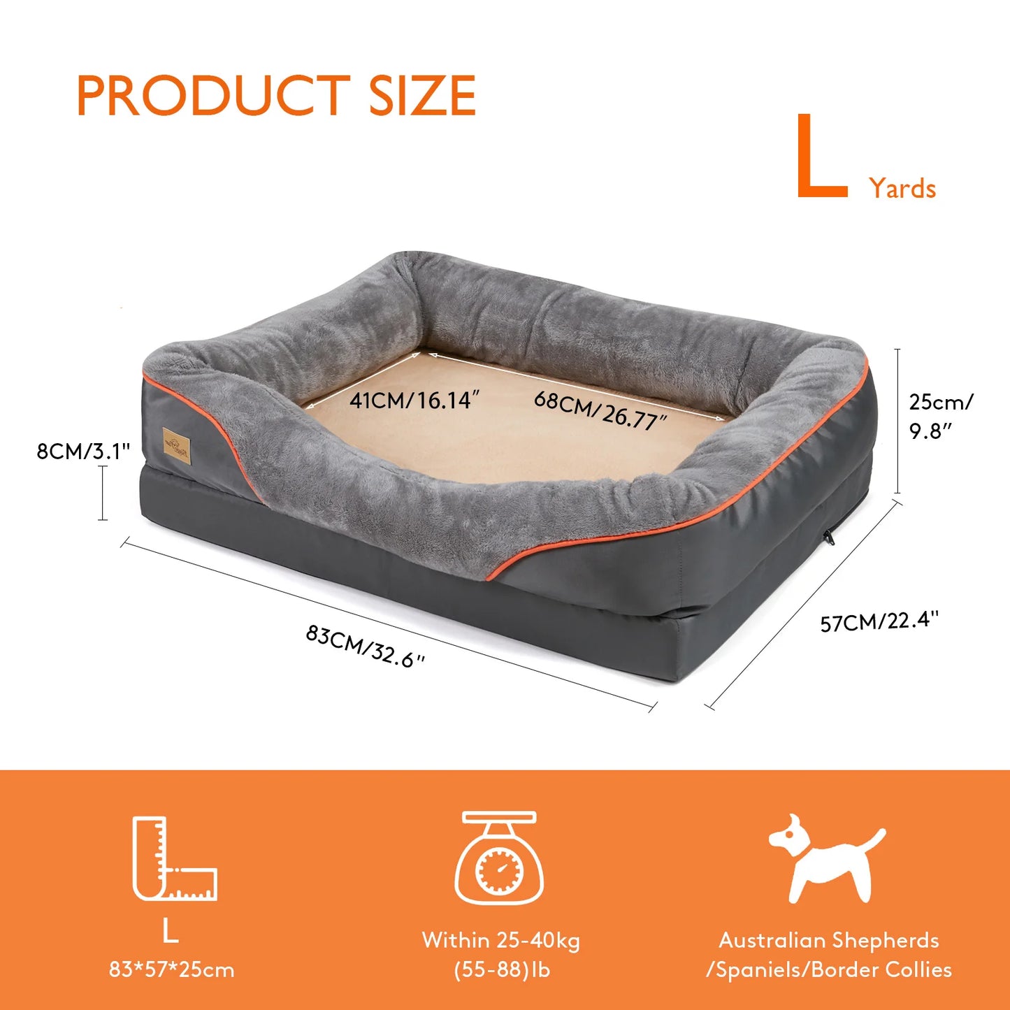 BINGOPAW Dog Bed With Removable Washable Cover Anti Allergy Waterproof