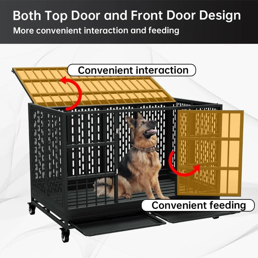 High-concerned Folding Heavy Duty Dog Crate With Wheels